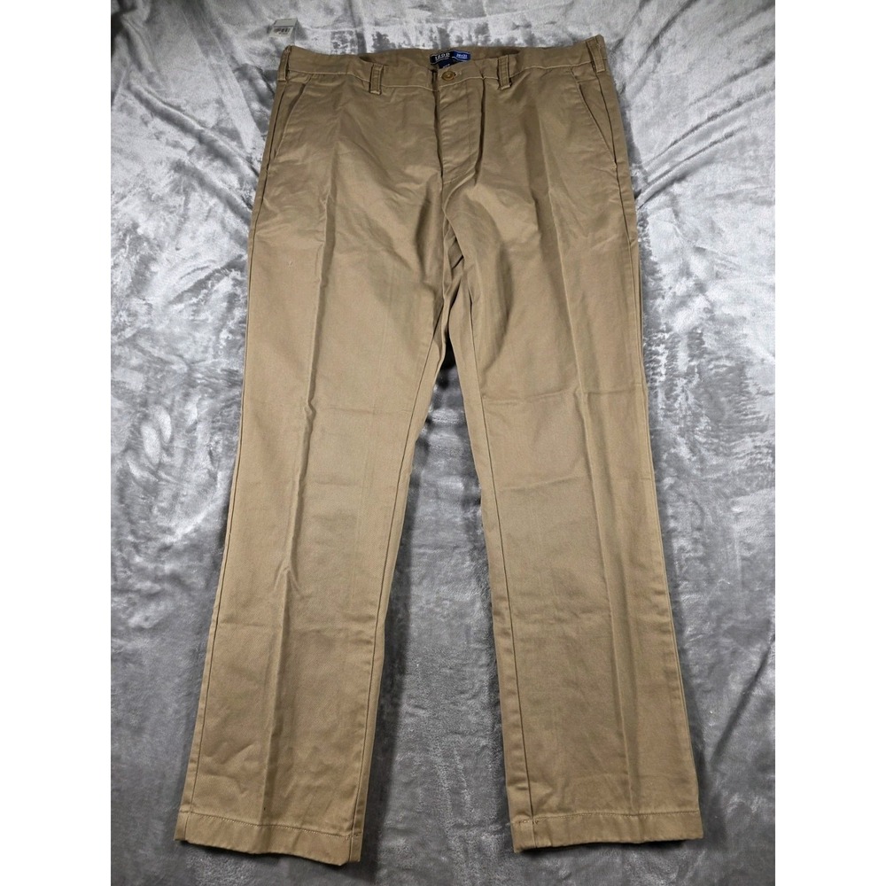 NWT IZOD Non-Iron American Chino Flat Front Straight Fit English Khaki 38x32